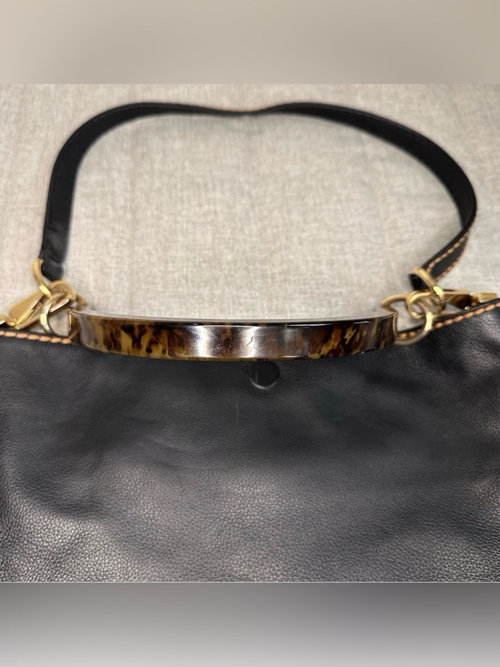 VTG Plinio Visona Italy Reversible Designer Black Leather Animal Print Purse Bag - Picture 5 of 11